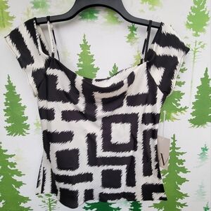 Worthington Square Neck Short Sleeve Satin Blouse.